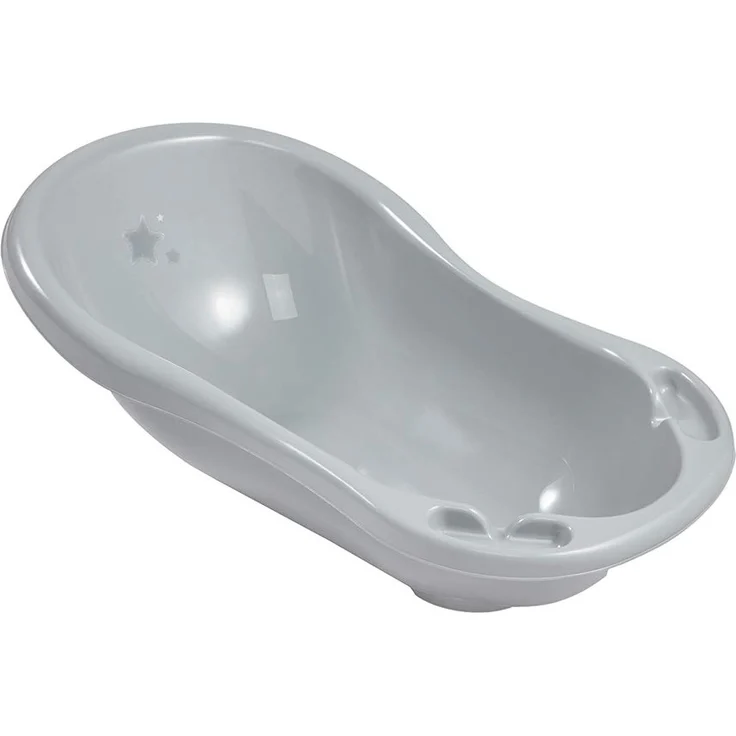 keeeper Babybadewanne mit Stöpsel, Sterne Grau, Ab 0 bis ca. 12 Monate, 84 cm lang, ergonomisch – Bild 1