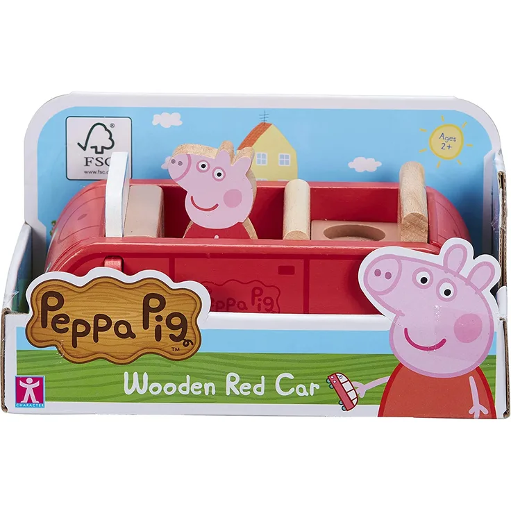 spielzeugauto Junior 15,3 x 9,7 cm Holz rot 2-teilig