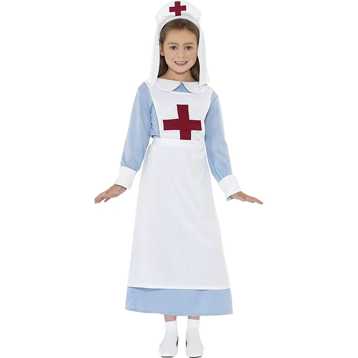 Smiffys Kinder WW1 Schwester Kostüm, Kleid, Mock Schürze und Haube, Größe: M, 44026 – Bild 2