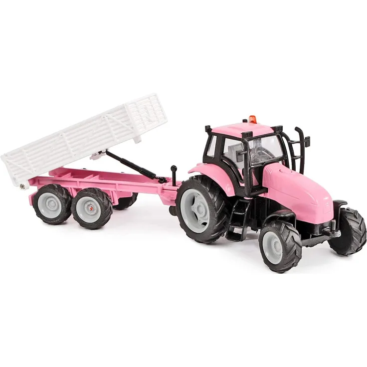 Van Manen Kids Globe Traffic Traktor mit Trailer Die Cast (mit Licht und Sound, pink) - 510241