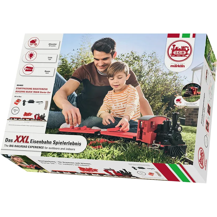 LGB Gartenbahn 90463 - Startset Klemmbausteinzug Modelleisenbahn Spur G Startpackung für eine allwettertaugliche Gartenbahn