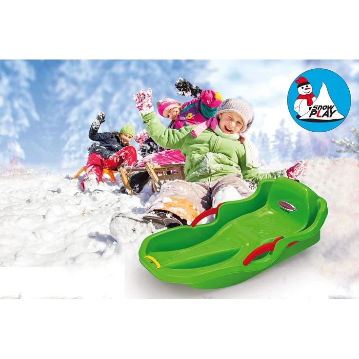 Jamara 460540 Snow Play Bob Comfort 80 cm grün mit Bremse-Lenken durch Bremshebel, aerodynamische Bauweise, langlebiger, schlagzäher Kunststoff-bequemer, ergonomischer Sitz – Bild 2