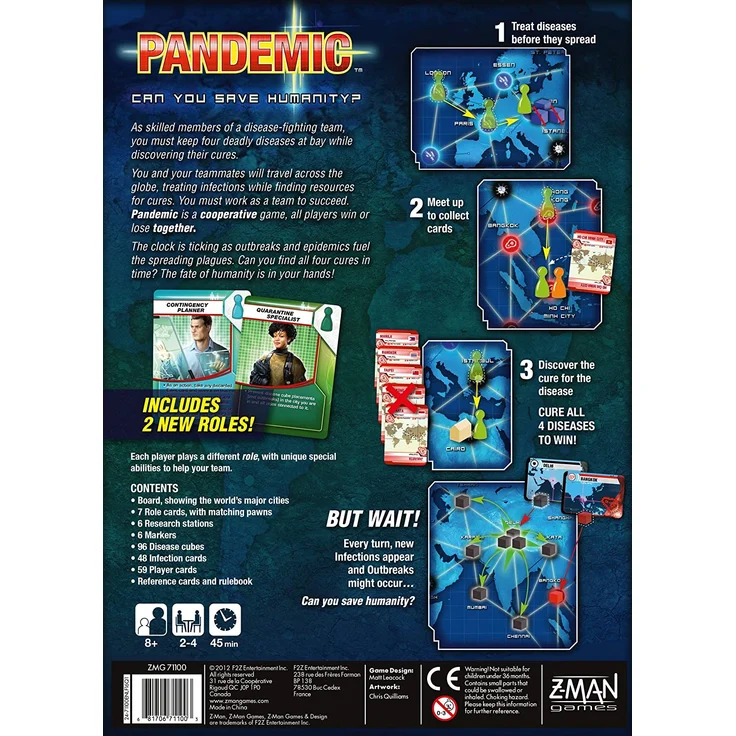 Z-Man Games ZMG71100 - Pandemic 2013 Brettspiel, Englisch - Englische Sprache – Bild 7