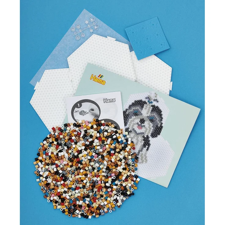 Hama Perlen 3156 Geschenk-Set Hunde mit ca. 4. 000 bunten Midi Bügelperlen mit Durchmesser 5 mm, Motivvorlage und Stiftplatten, inkl. Bügelpapier, kreativer Bastelspaß für Groß und Klein – Bild 7