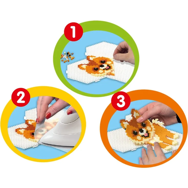 Hama Perlen 3156 Geschenk-Set Hunde mit ca. 4. 000 bunten Midi Bügelperlen mit Durchmesser 5 mm, Motivvorlage und Stiftplatten, inkl. Bügelpapier, kreativer Bastelspaß für Groß und Klein – Bild 6