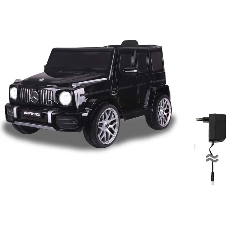 Jamara 460641 Ride-on Mercedes-Benz AMG G 63 12V-2-Gang, 2 leistungsstarke Antriebsmotoren, 12V Akku Lange Fahrzeit, USB, Akkuanzeige, Softanlauf, gefederte Hinterachse, LED, schwarz
