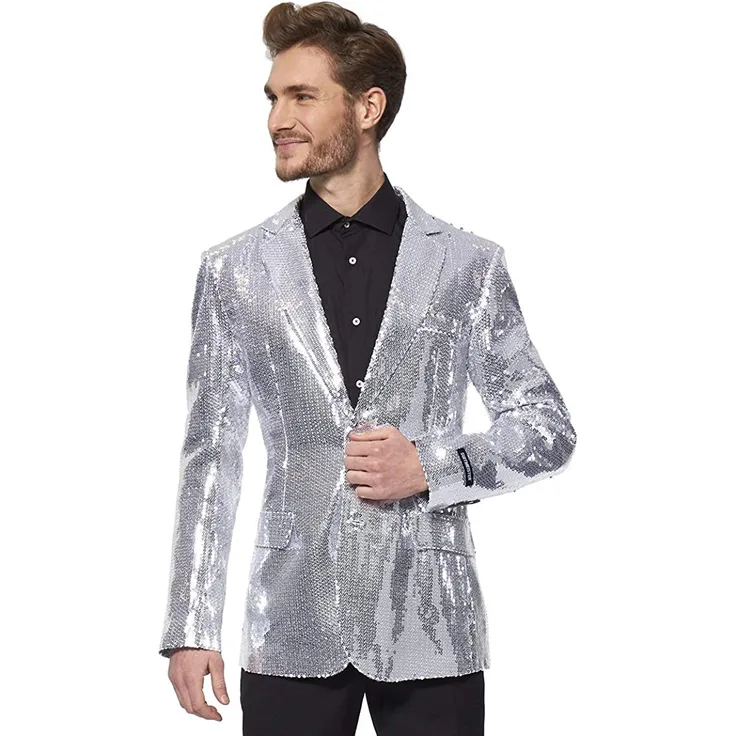 Suitmeister anzieh-Blazer SequinsSilber Herren-Polyester mt L