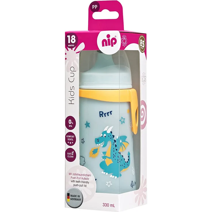 nip Kids Cup Sportflasche mit Push-Pull, 18 Monate+, 330 ml, Junge – Bild 3