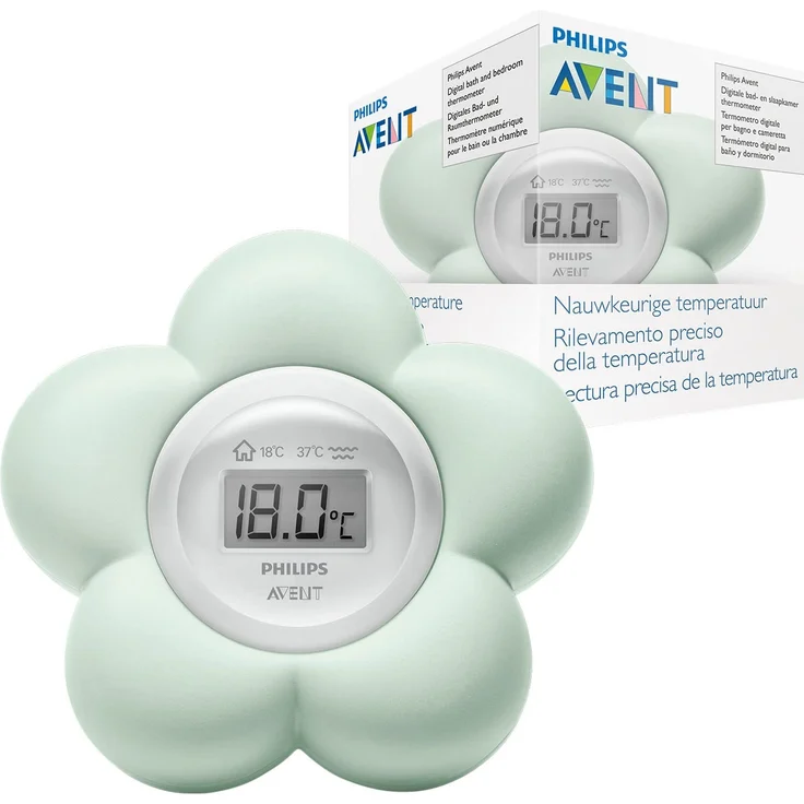 Philips Avent Bad- und Raumthermometer SCF480/00, Digitalanzeige, sichere Messung, süßes Design, mint – Bild 1