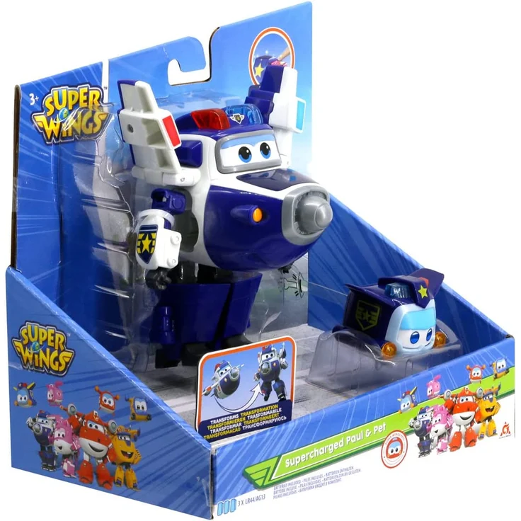 Super Wings Transforming Paul Supercharge Verwandelbares Roboterflugzeug mit Super Mini-Figur der Animationsserie Kinderspielzeug ab 3 Jahren, EU750425 – Bild 4