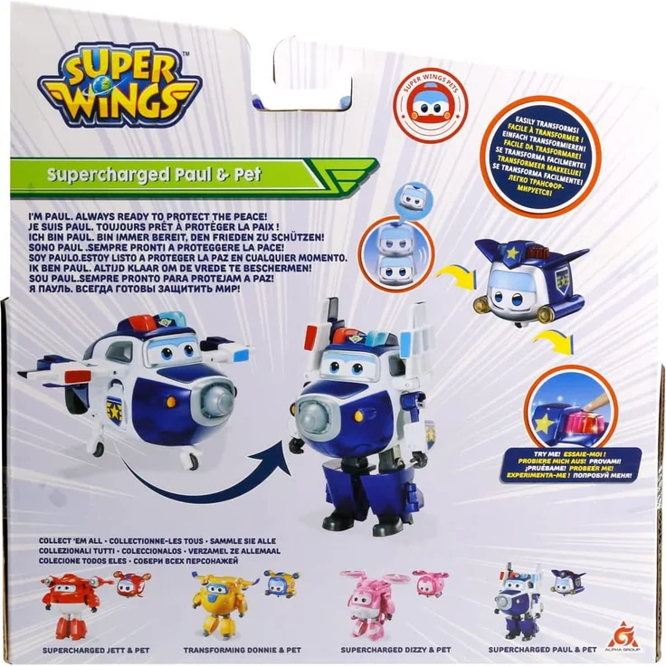 Super Wings Transforming Paul Supercharge Verwandelbares Roboterflugzeug mit Super Mini-Figur der Animationsserie Kinderspielzeug ab 3 Jahren, EU750425 – Bild 5