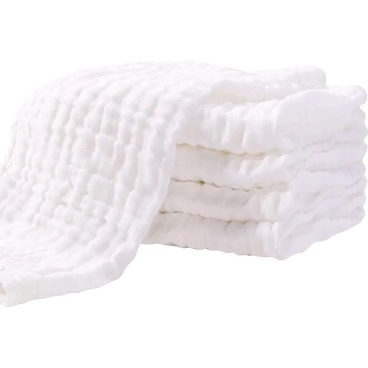 Yoofoss Mullwindeln Spucktücher 5er Set 70x70 cm Stoffwindeln Faltwindeln Mulltücher Saugstark Baumwolle für Baby Weiß Kochfest Premium Qualität
