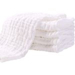 Yoofoss Mullwindeln Spucktücher 5er Set 70x70 cm Stoffwindeln Faltwindeln Mulltücher Saugstark Baumwolle für Baby Weiß Kochfest Premium Qualität