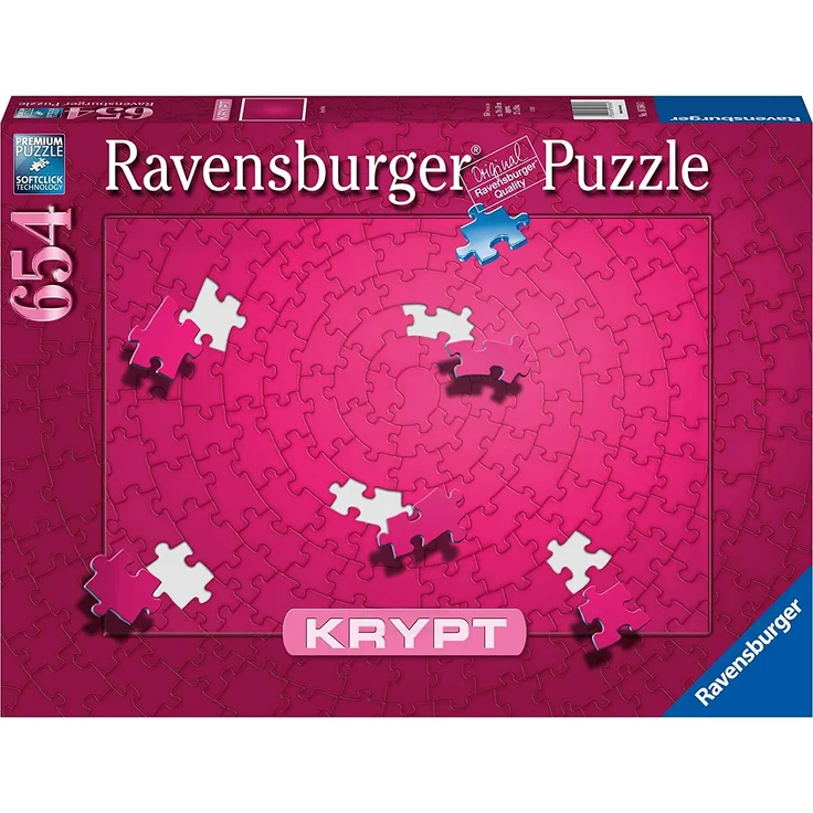 Ravensburger Krypt Puzzle, Schweres Puzzle für Erwachsene und Kinder ab 14 Jahren, Pink, 654 Teile