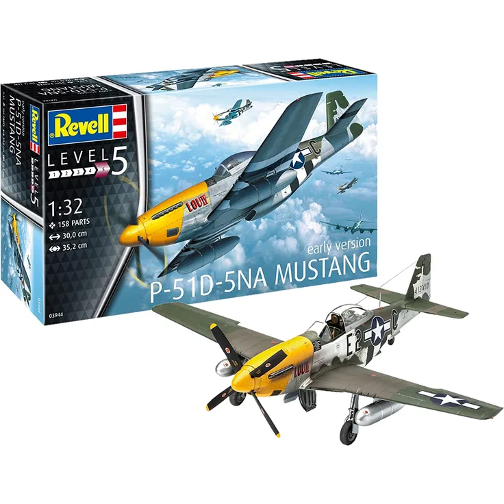 Revell 03944 03944-Modellbausatz Flugzeug 1:32-P-51D Mustang im Maßstab 1:32, Level 5, Orginalgetreue Nachbildung mit vielen Details