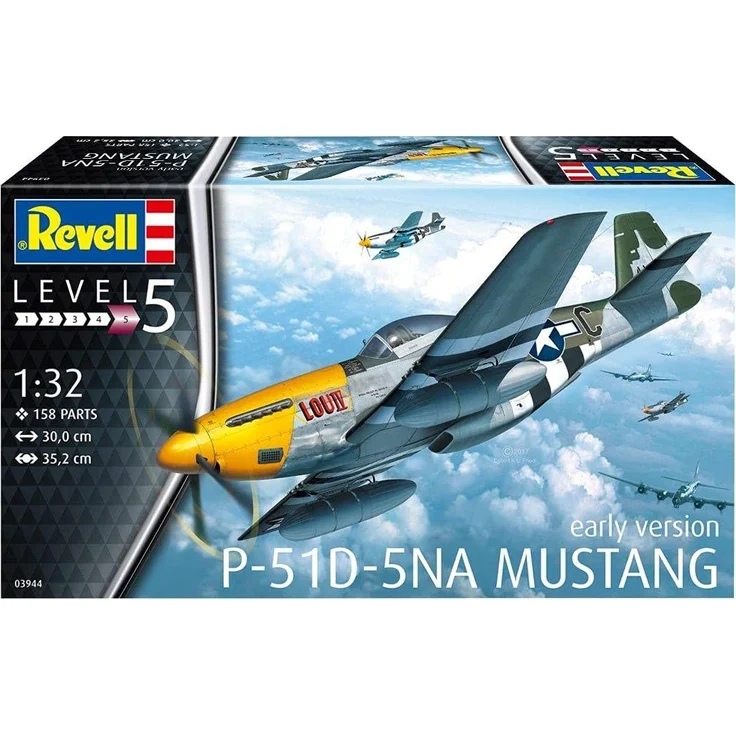 Revell 03944 03944-Modellbausatz Flugzeug 1:32-P-51D Mustang im Maßstab 1:32, Level 5, Orginalgetreue Nachbildung mit vielen Details – Bild 2