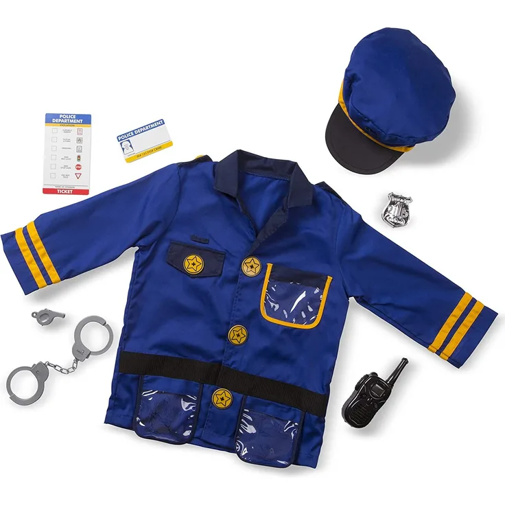 Melissa & Doug Police Officer Role-Play Costume Set (Pretend Play, High-Quality Materials, Machine Washable, 44.45 cm H x 60.96 cm W x 1.905 cm L)