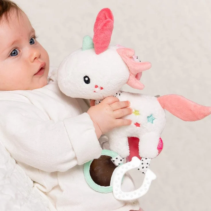 FEHN 057096 Activity-Einhorn mit Ring / Motorikspielzeug zum Aufhängen mit spannenden Anhängern zum Greifen und Geräusche erzeugen, für Babys und Kleinkinder ab 0+ Monaten – Bild 6