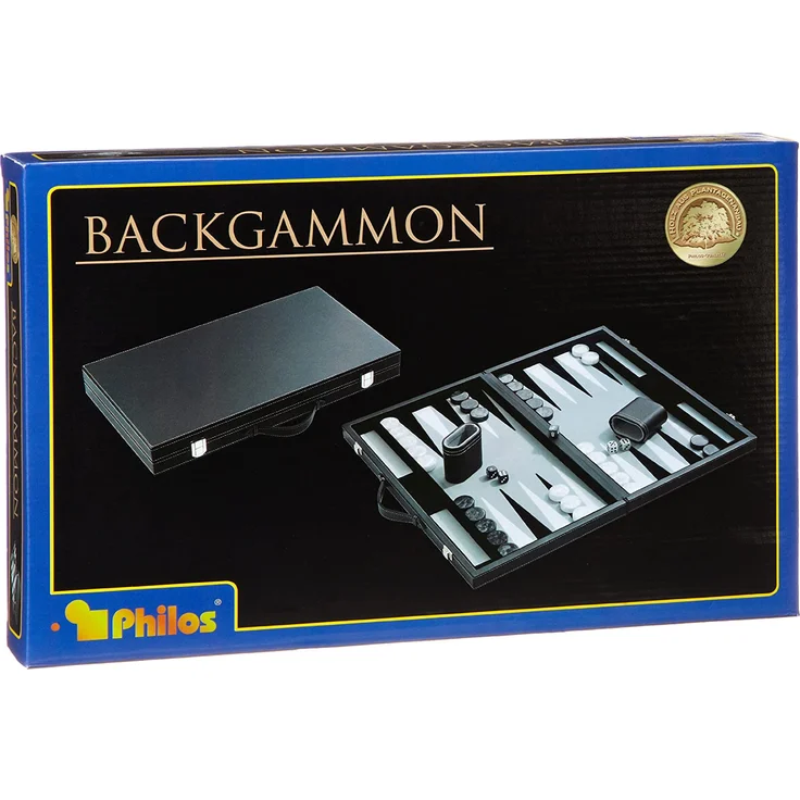Philos 1731 - Backgammon Filzinlet grau-weiß-schwarz, medium, Koffer Kunstleder – Bild 2
