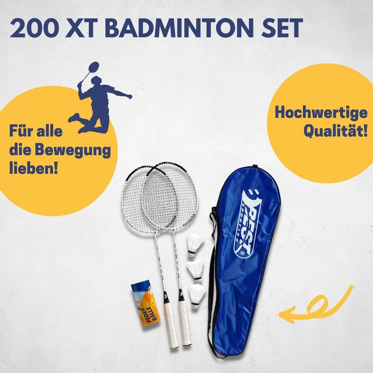 Best Sporting Badmintonschläger Set mit 3 Federbällen & Tragetasche und Overgrip – Bild 2
