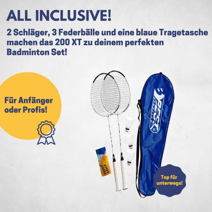 Best Sporting Badmintonschläger Set mit 3 Federbällen & Tragetasche und Overgrip – Bild 4