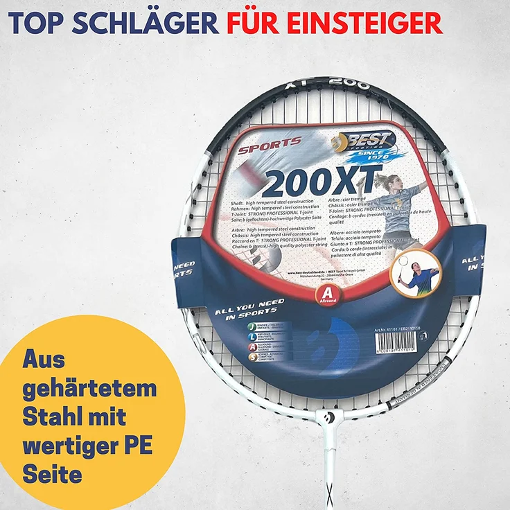 Best Sporting Badmintonschläger Set mit 3 Federbällen & Tragetasche und Overgrip – Bild 5