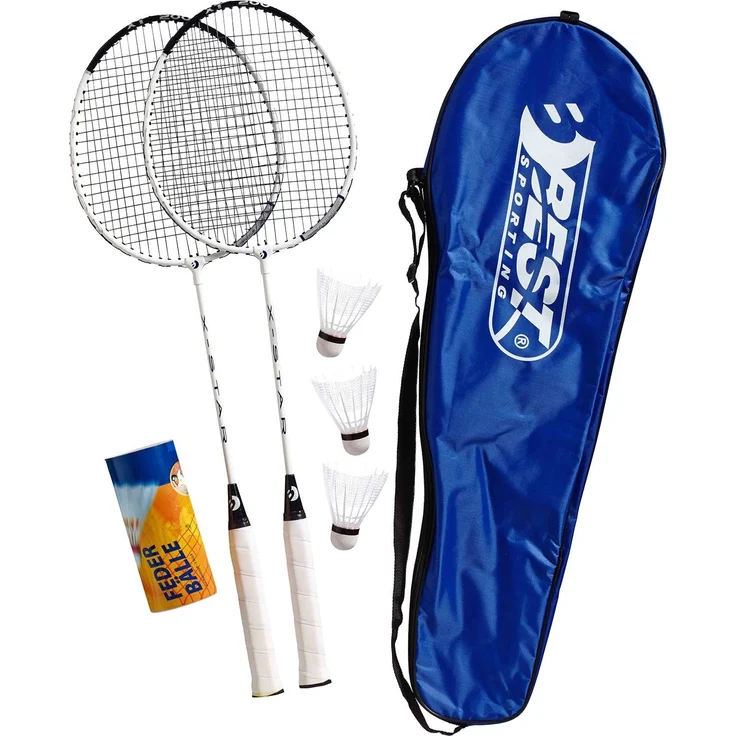 Best Sporting Badmintonschläger Set mit 3 Federbällen & Tragetasche und Overgrip – Bild 1