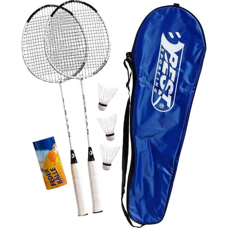 Best Sporting Badmintonschläger Set mit 3 Federbällen & Tragetasche und Overgrip