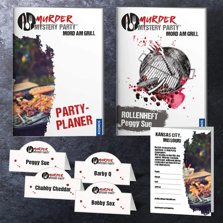 KOSMOS 695118 - Murder Mystery Party - Mord am Grill - Das Krimi-Dinner für zu Hause, Komplett-Set für genau 6 - 8 Personen ab 16 Jahren, Partyspiel – Bild 3