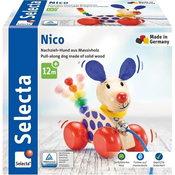 Selecta Holzspielzeug Nachzieh-Hund Nico – Bild 1