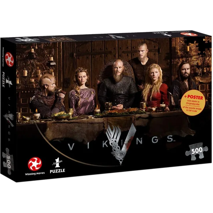 Winning Moves WIN11507 Number 1 Wikinger Teile Puzzle: Vikings Ragnar's Court, 500 pc, Mehrfarbig