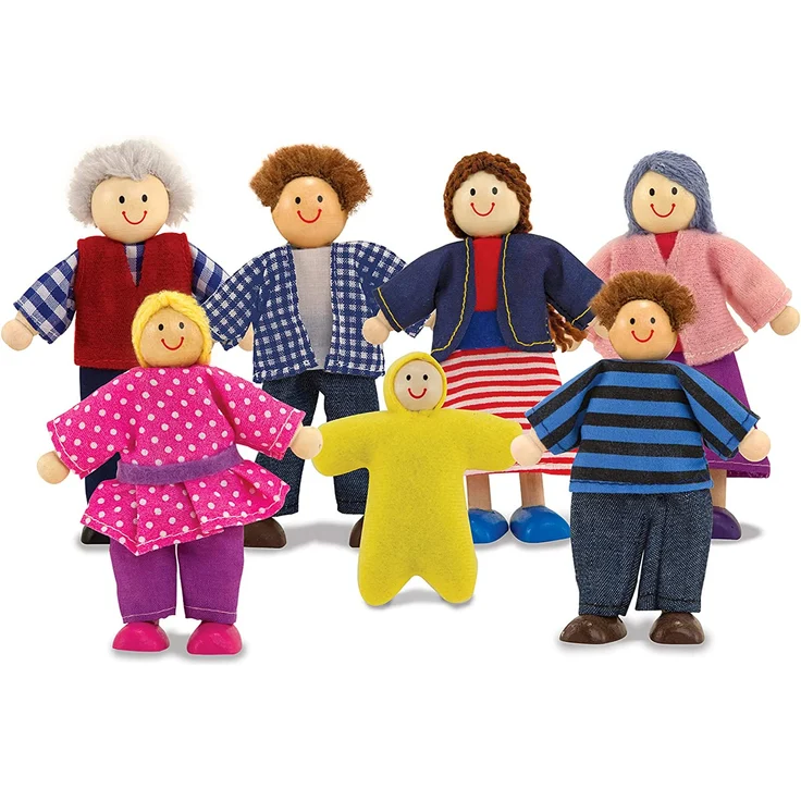 Melissa & Doug Wooden Doll Family (Pretend Play, 7 Pieces) – Bild 1