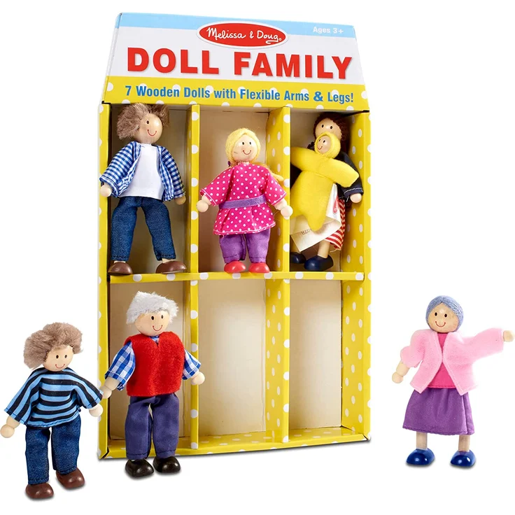 Melissa & Doug Wooden Doll Family (Pretend Play, 7 Pieces) – Bild 4