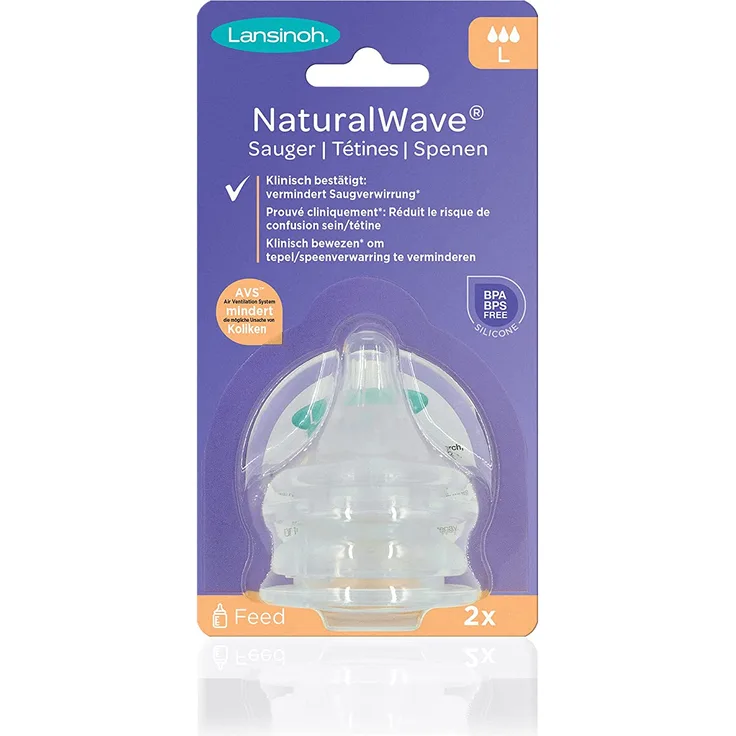 Lansinoh 75960 2 Stück NaturalWave Sauger, Größe L, schneller Fluss