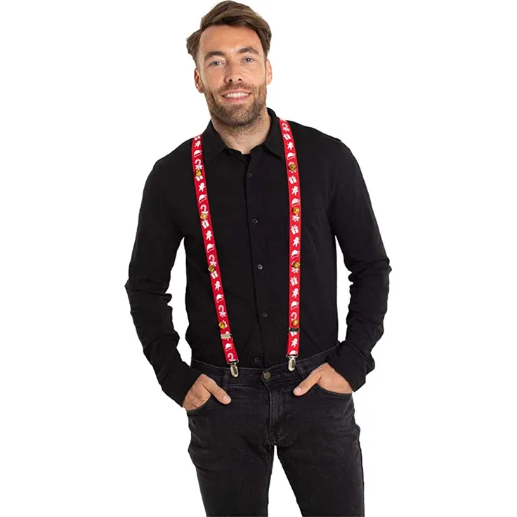 Folat 04789 Hosenträger Weihnachten mit Glöckchen Rot, Unisex Adult, Einheitsgröße