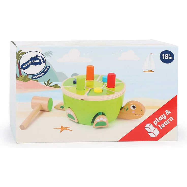 Small Foot 11221 Klopfspiel Schildkröte aus Holz, Motorikspiel Spielzeug, Mehrfarbig – Bild 4