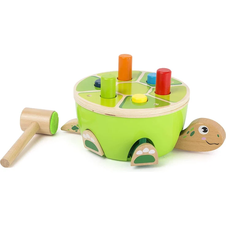 Small Foot 11221 Klopfspiel Schildkröte aus Holz, Motorikspiel Spielzeug, Mehrfarbig – Bild 2