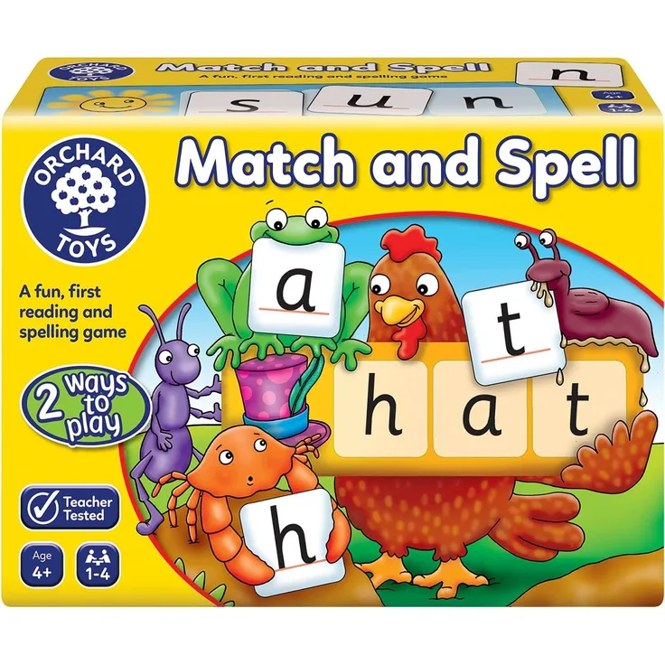 Orchard Toys Wortbrettspiel „Match and Spell“, englische Version
