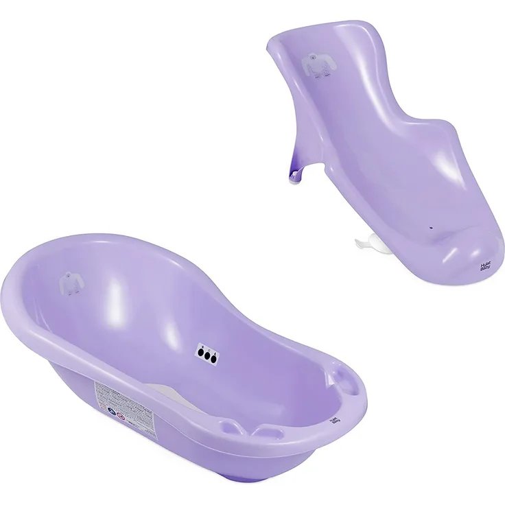 Baby Badewanne Set mit Badewannensitz - für Neugeborene und Babys - stabil und bequem, Farbe: lila, Motiv:Yeti, Marke:Hylat Baby