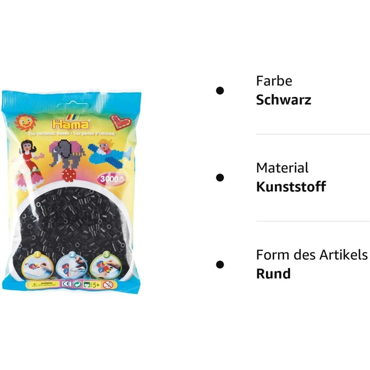 Hama Beads 201-18 Schwarz Rohrförmige Perle 3000 Stück(e) – Bild 2