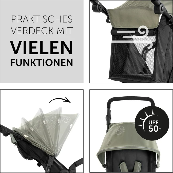 Hauck Disney Kinder Buggy Runner 2, Große Luftreifen 3 Rad, Bis 25 kg, UV-Schutz 50+, mit Liegefunktion, Höhenverstellbar, Zusammenklappbar, Mickey Mouse Olive – Bild 5