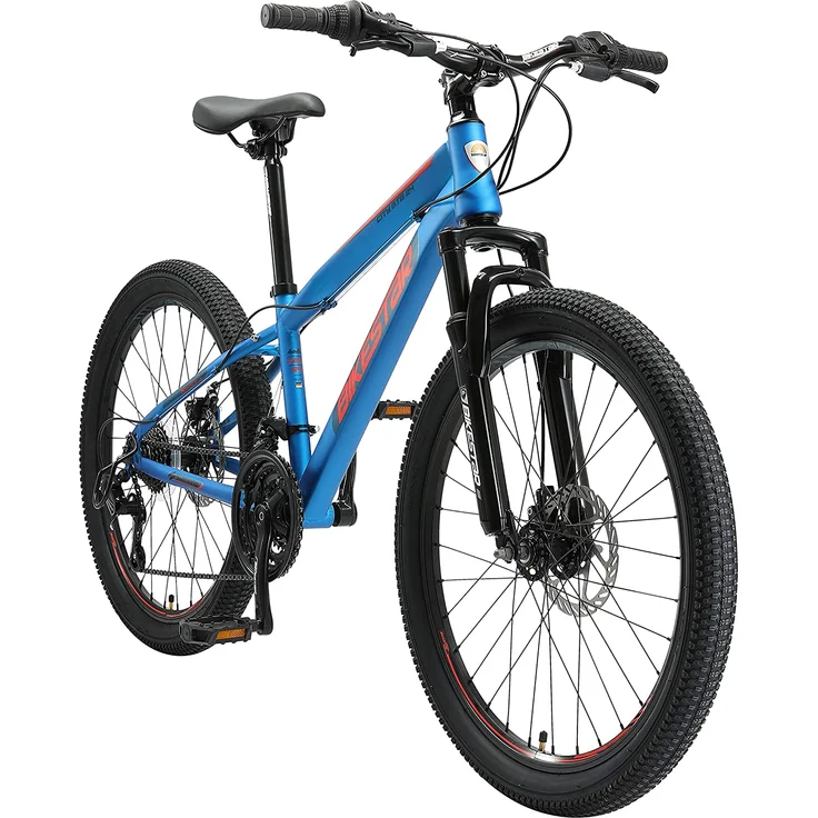 BIKESTAR Kinder Jugend Mountainbike 24 Zoll ab 8 Jahre | 21 Gang Hardtail MTB Scheibenbremse Federgabel | Blau – Bild 1