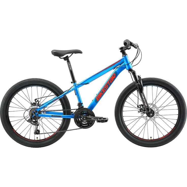 BIKESTAR Kinder Jugend Mountainbike 24 Zoll ab 8 Jahre | 21 Gang Hardtail MTB Scheibenbremse Federgabel | Blau – Bild 2