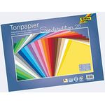 folia 6725/50 99 - Tonpapier Mix, 25 x 35 cm, 130 g/qm, 50 Blatt sortiert in 50 Farben - ideale Grundlage für vielseitige Bastelarbeiten