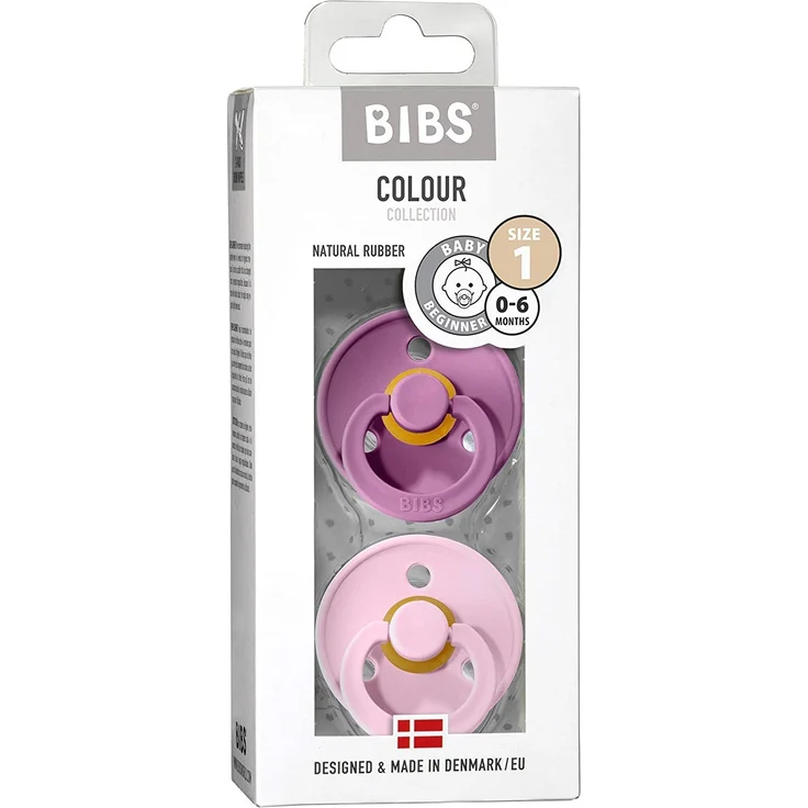 Bibs Naturkautschuk Schnuller BPA Baby Rosa/Lavendel 0-6 Monate Baby – Bild 3