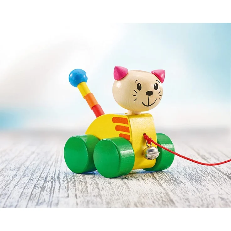 Selecta 62035 Tinka, Nachzieh Katze, Schiebe-und Nachziehspielzeug aus Holz, 12 cm – Bild 3