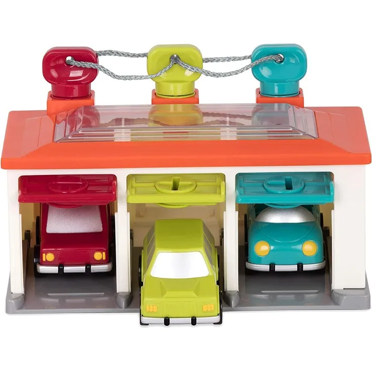 Battat Motorikspielzeug Auto Garage Cars mit Schlüsseln Formensortierspiel – Baby Spielzeug ab 2 Jahren (5 Teile)