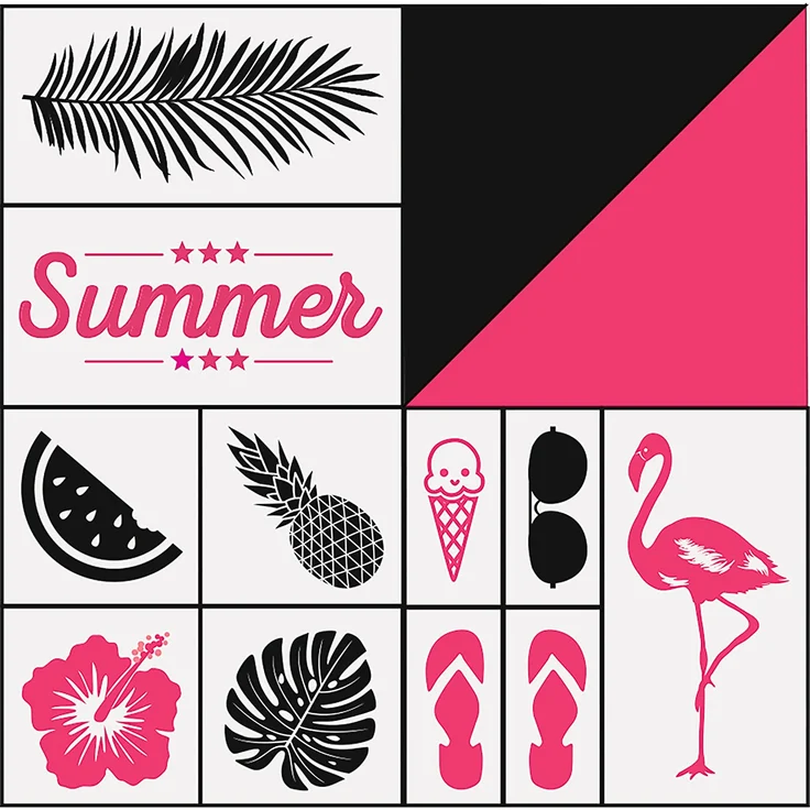 folia 31101 - Holzstempelset Summer, inklusive 11 Holzstempel und 2 Stempelkissen - ideal zum Verzieren von Karten, Freundschaftsbüchern, für Lettering und Scrapbooking – Bild 5