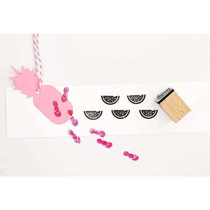 folia 31101 - Holzstempelset Summer, inklusive 11 Holzstempel und 2 Stempelkissen - ideal zum Verzieren von Karten, Freundschaftsbüchern, für Lettering und Scrapbooking – Bild 8