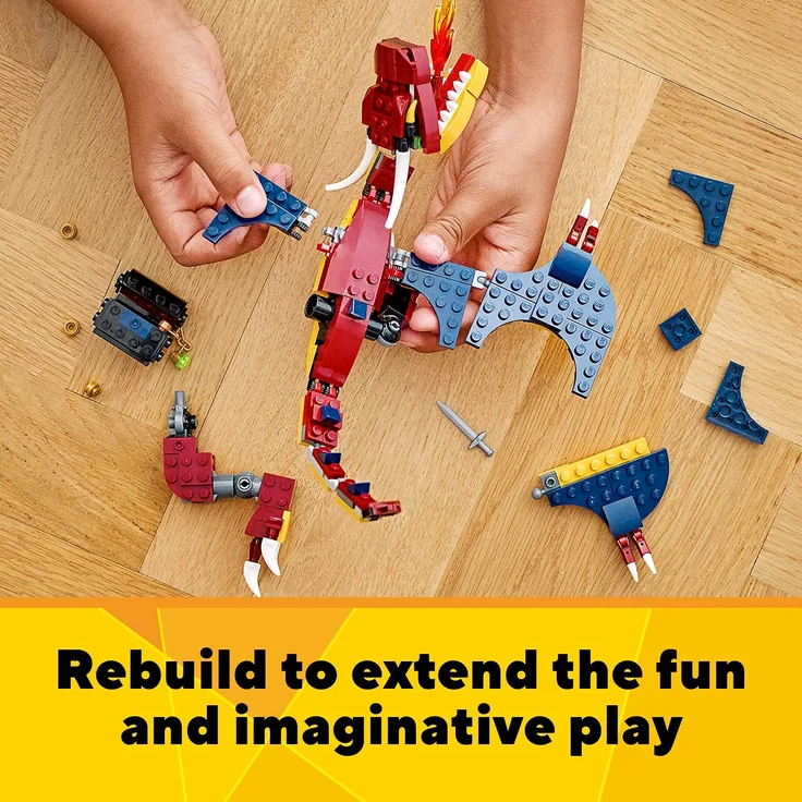 LEGO 31102 Creator 3-in-1 Feuerdrache, Feuerdrache - Säbelzahntiger - Skorpion Bauset – Bild 11